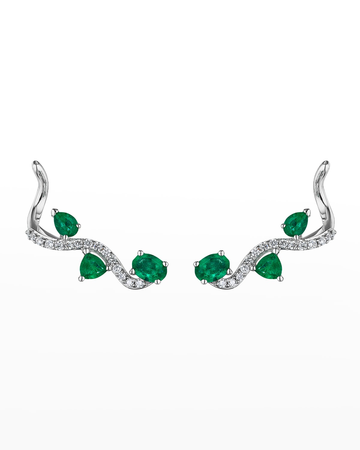 Mirage White Gold Earrings with Diamonds and Emeralds