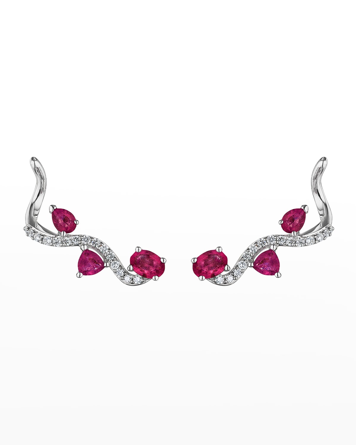 Mirage White Gold Earrings with Diamonds and Rubies