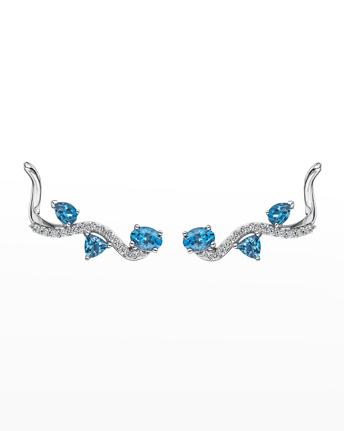 Hueb 18K Mirage White Gold Earrings with VS-GH Diamonds and Blue Topaz