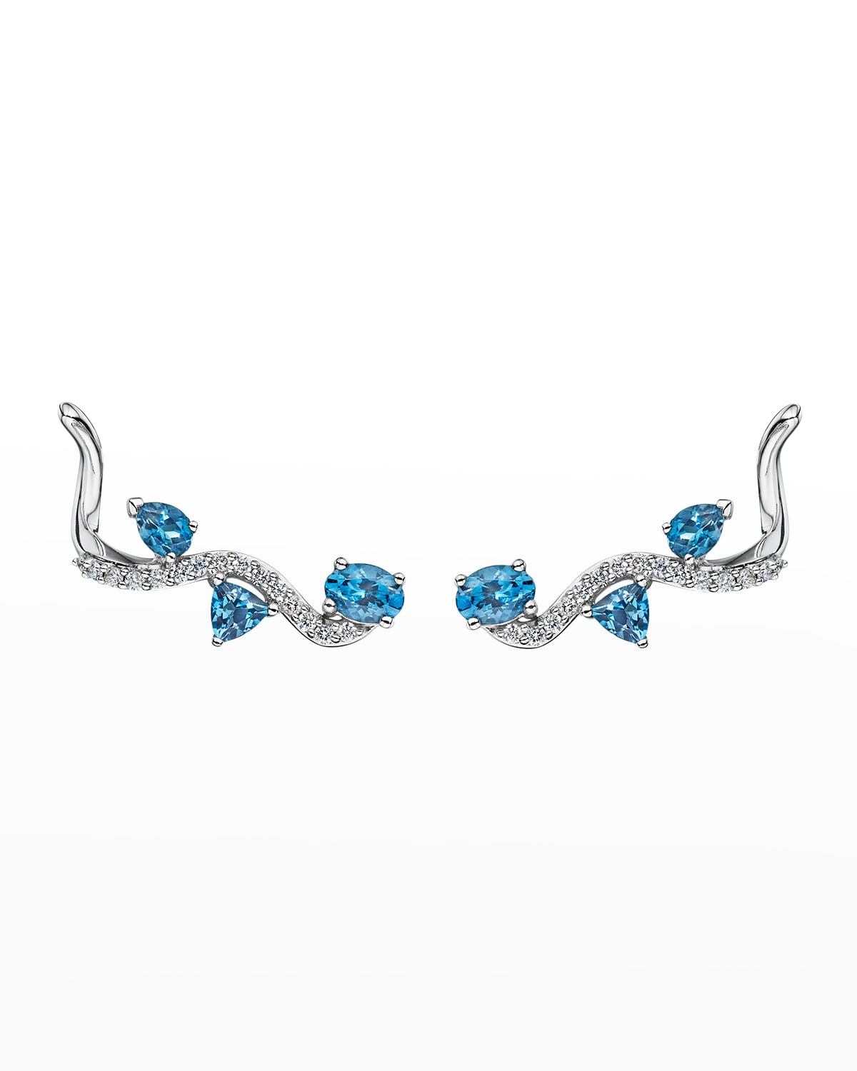 HUEB 18K MIRAGE WHITE GOLD EARRINGS WITH VS-GH DIAMONDS AND BLUE TOPAZ