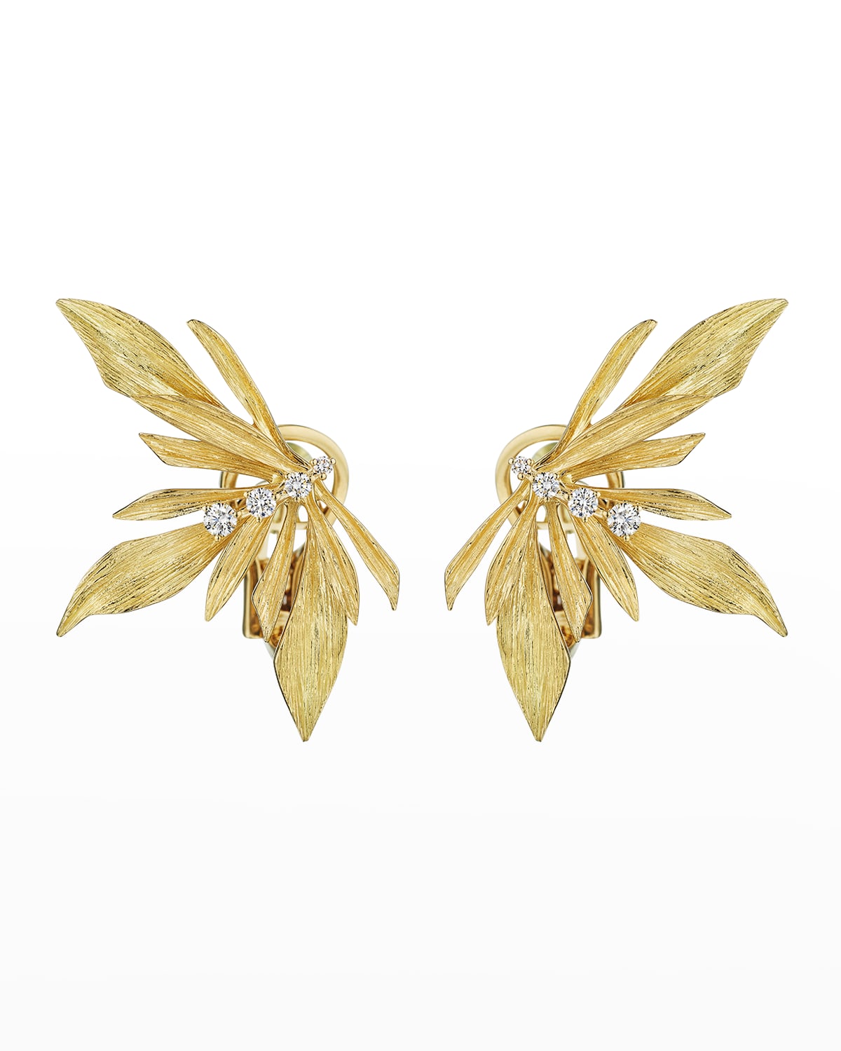 18K Bahia Yellow Gold Flower Earrings with VS-GH Diamonds
