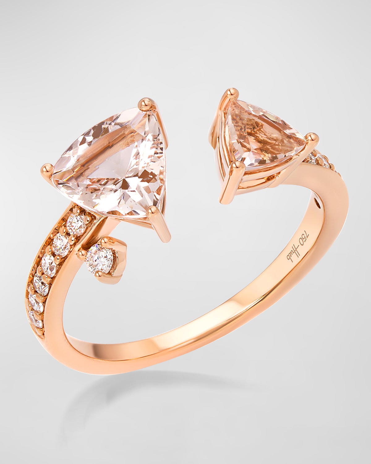 18K Mirage Pink Gold Ring with VS/GH Diamonds and Rose Morganite
