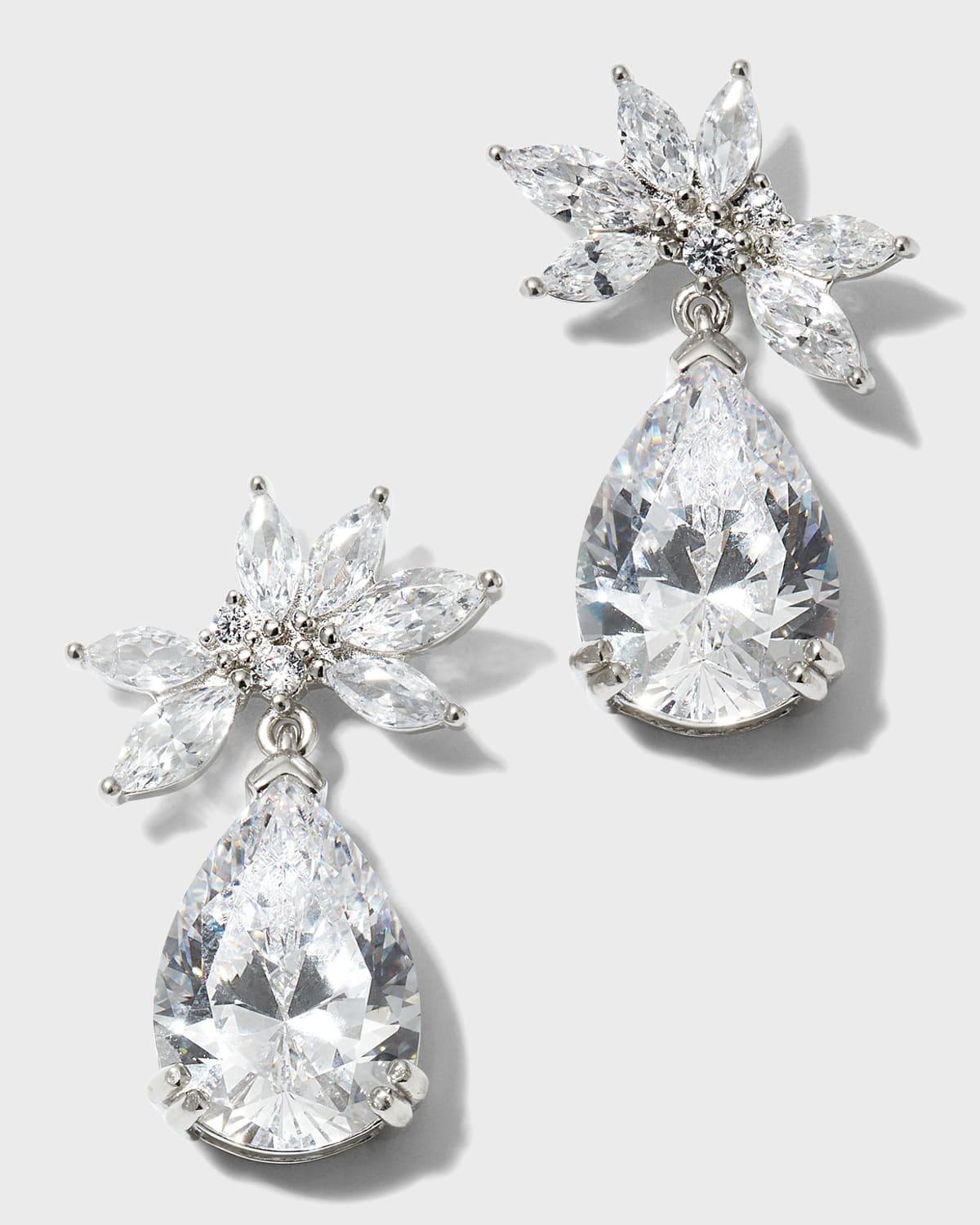 Golconda by Kenneth Jay Lane Cluster Cubic Zirconia Earrings with Drop Pear 6.0tcw Smart Closet