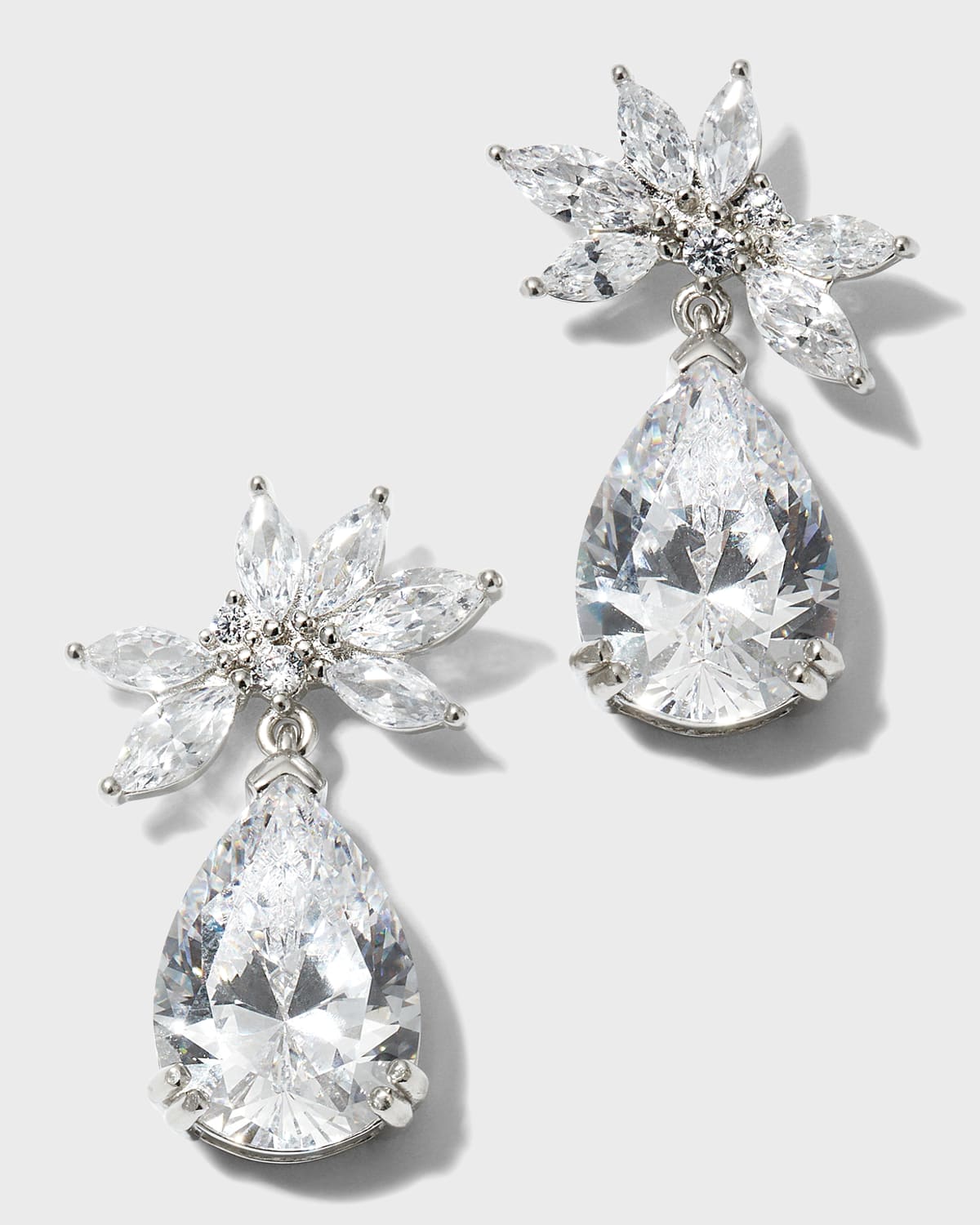 Golconda By Kenneth Jay Lane Cluster Cubic Zirconia Earrings With Drop Pear, 6.0tcw In Clear