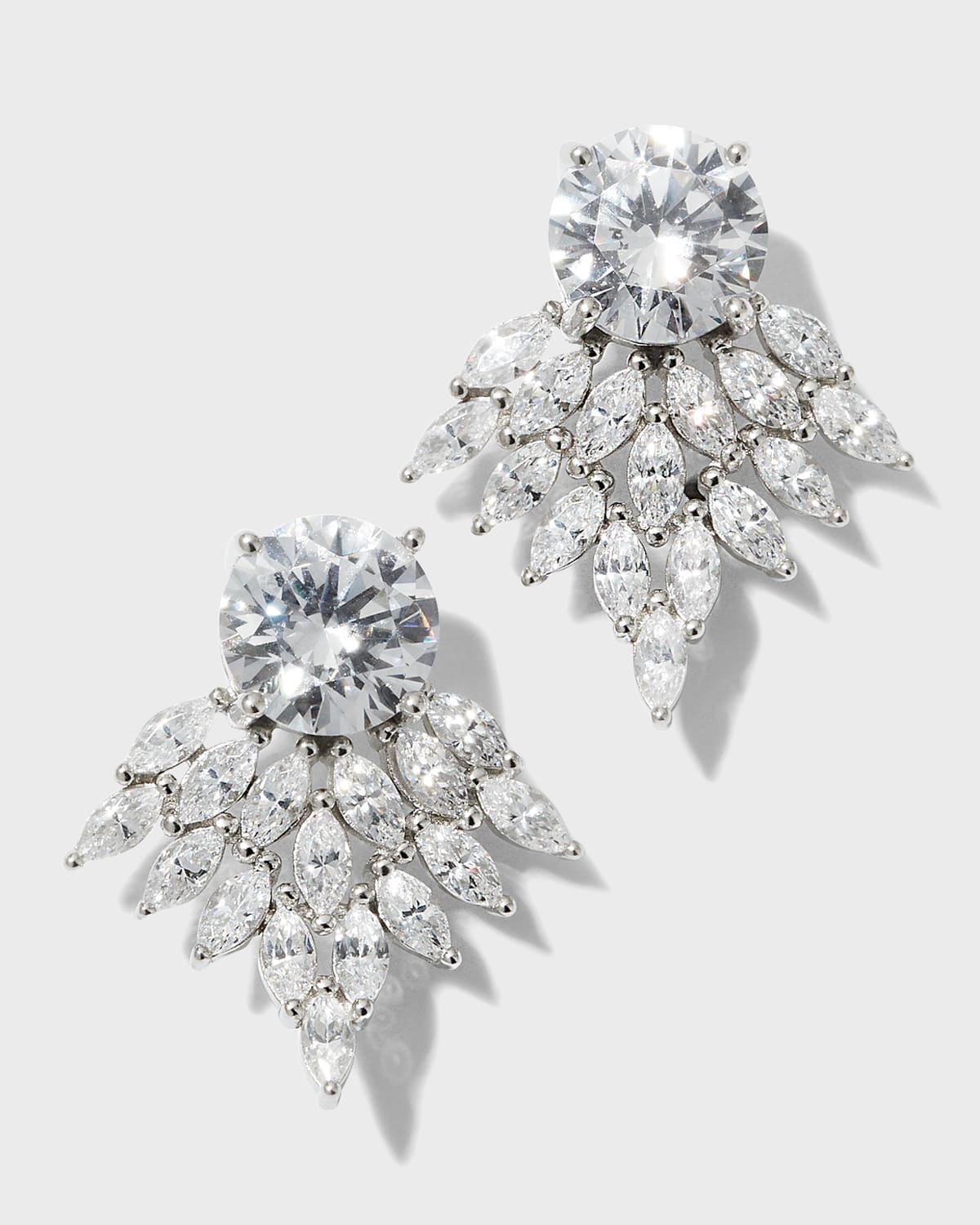 Golconda by Kenneth Jay Lane Marquise Cluster Cubic Zirconia Earrings with Round Posts, 5.0tcw