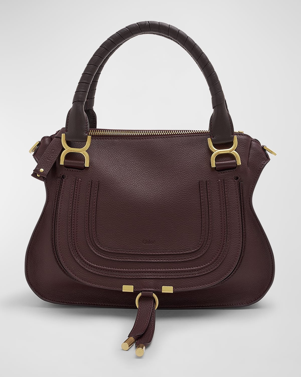 Chloé Marcie Medium Zip Leather Satchel Bag In 55p Deep Violine