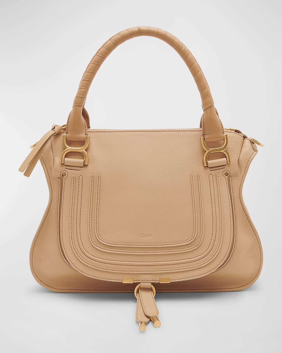 Chloé Marcie Medium Zip Leather Satchel Bag In Brown