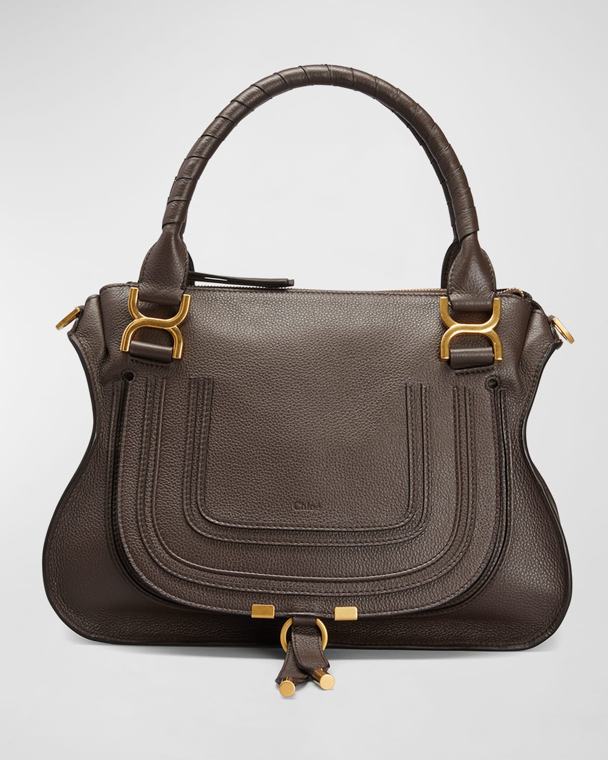 Chloé Marcie Medium Zip Leather Satchel Bag In 297 Bold Brown