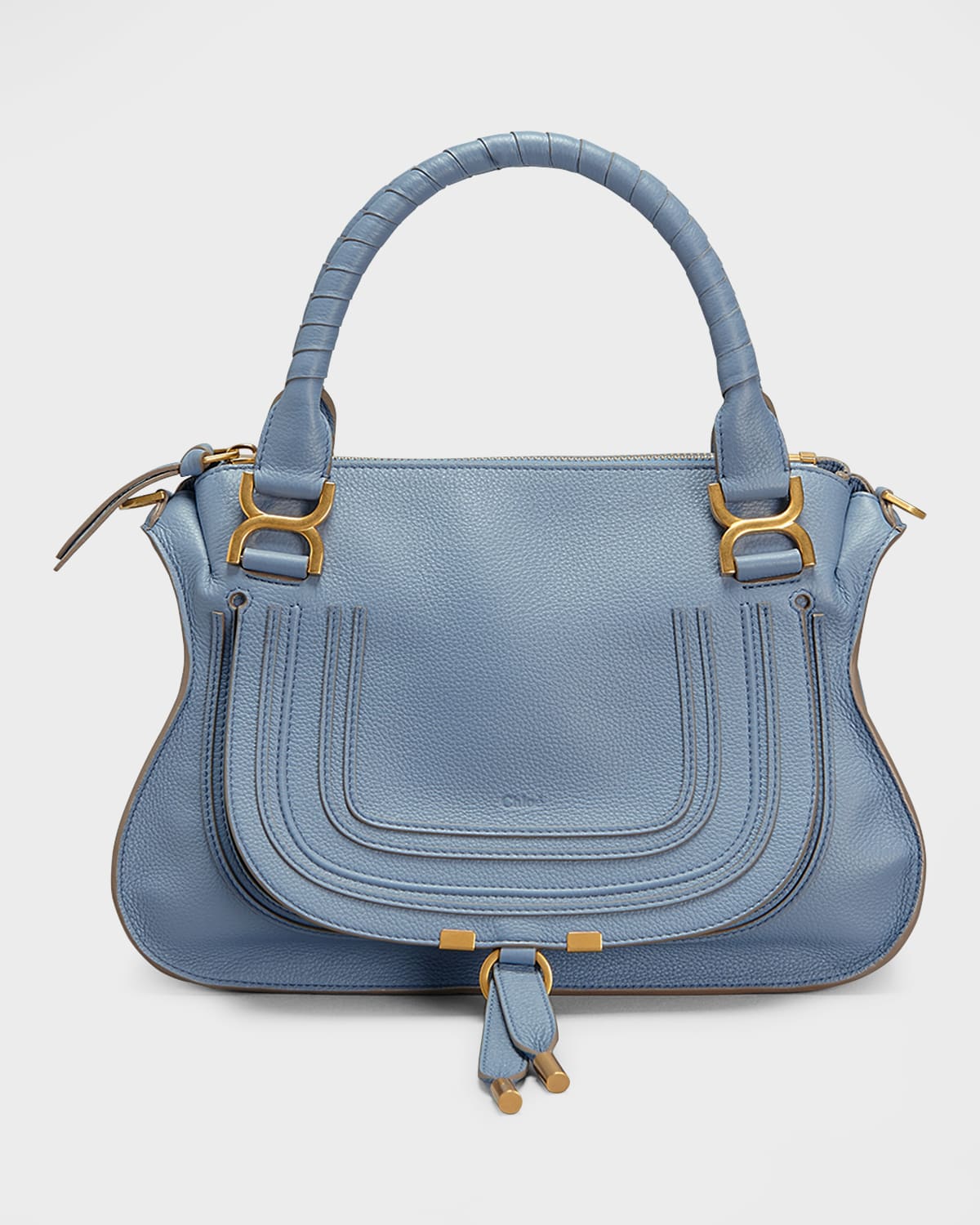 Chloé Marcie Medium Zip Leather Satchel Bag In Shady Cobalt