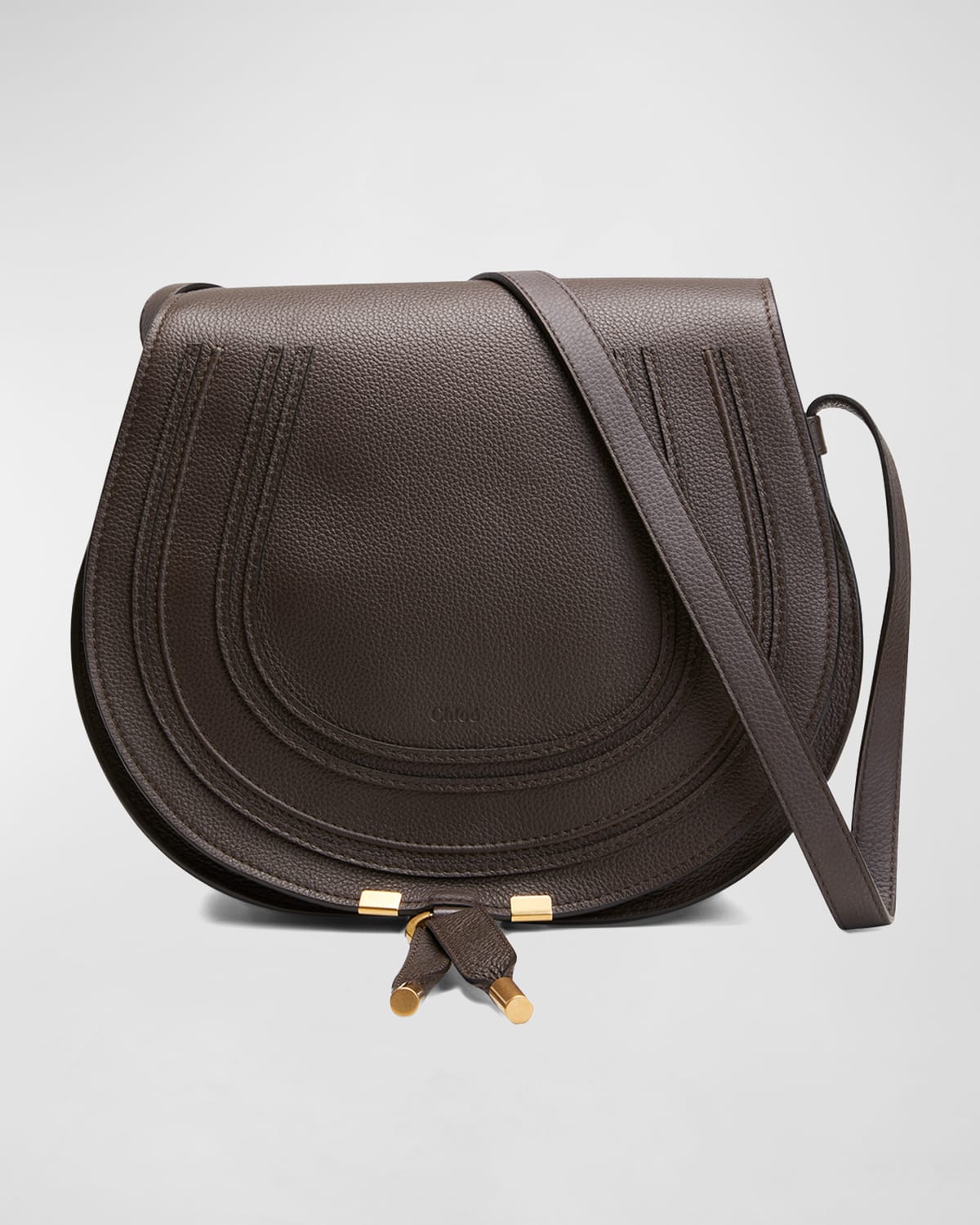 Chloé Marcie Medium Saddle Crossbody Bag In Bold Brown