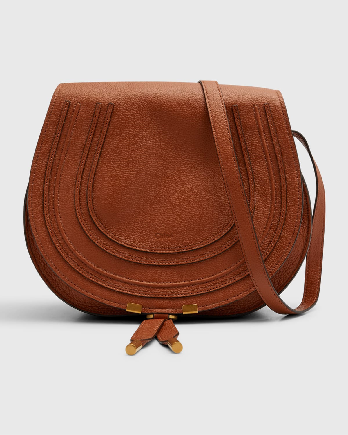 Chloé Marcie Medium Saddle Crossbody Bag In Tan