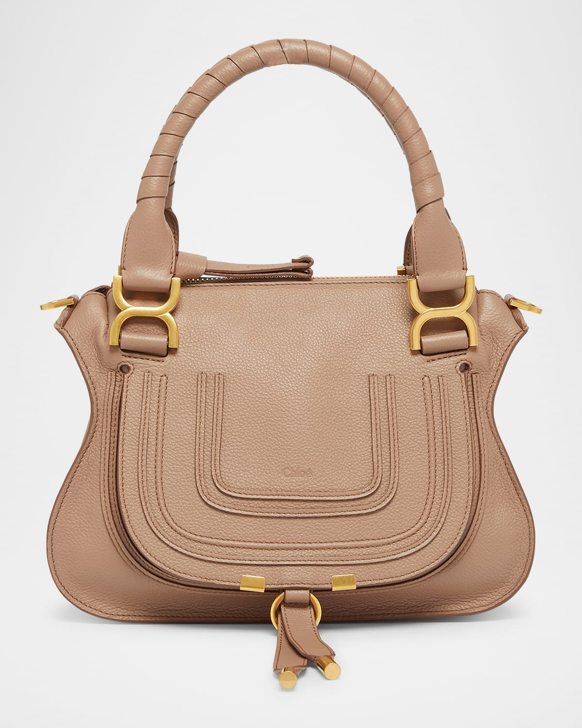 Chloé Marcie Small Grain Leather Satchel Bag In 527 Woodrose