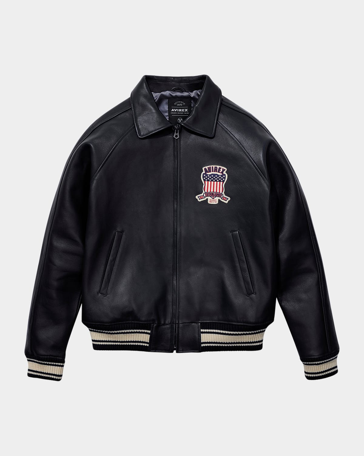 Men's Icon Logo Leather Bomber Jacket