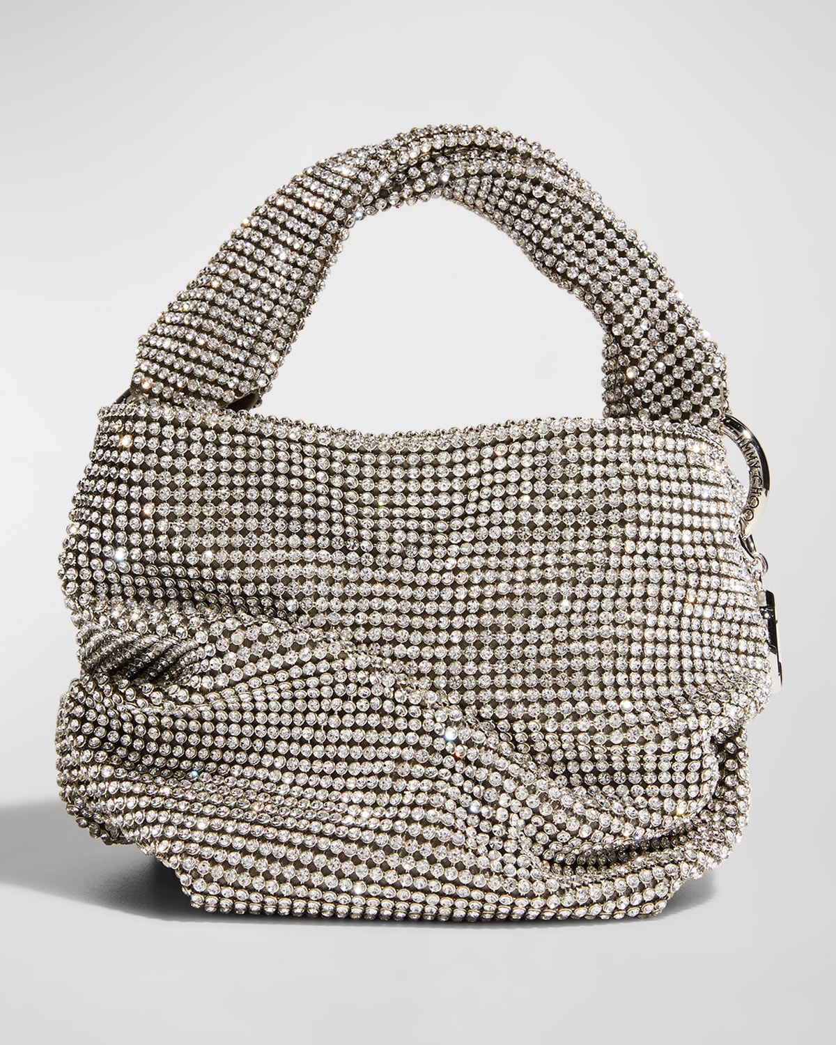 Jimmy Choo Bonny Crystal Mesh Crossbody Bag In Silver