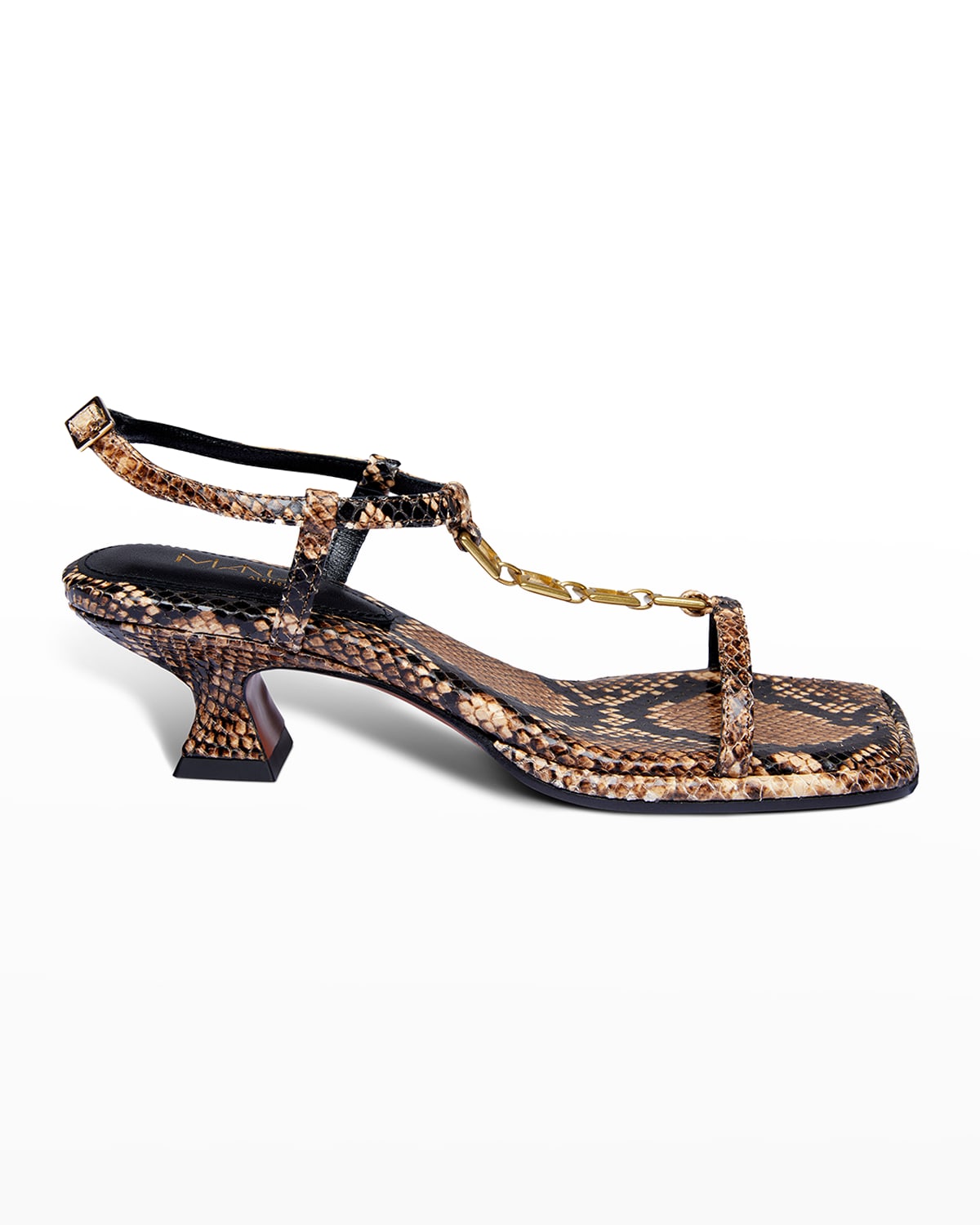 MANU ATELIER Butterfly Snake-Embossed T-strap Sandals