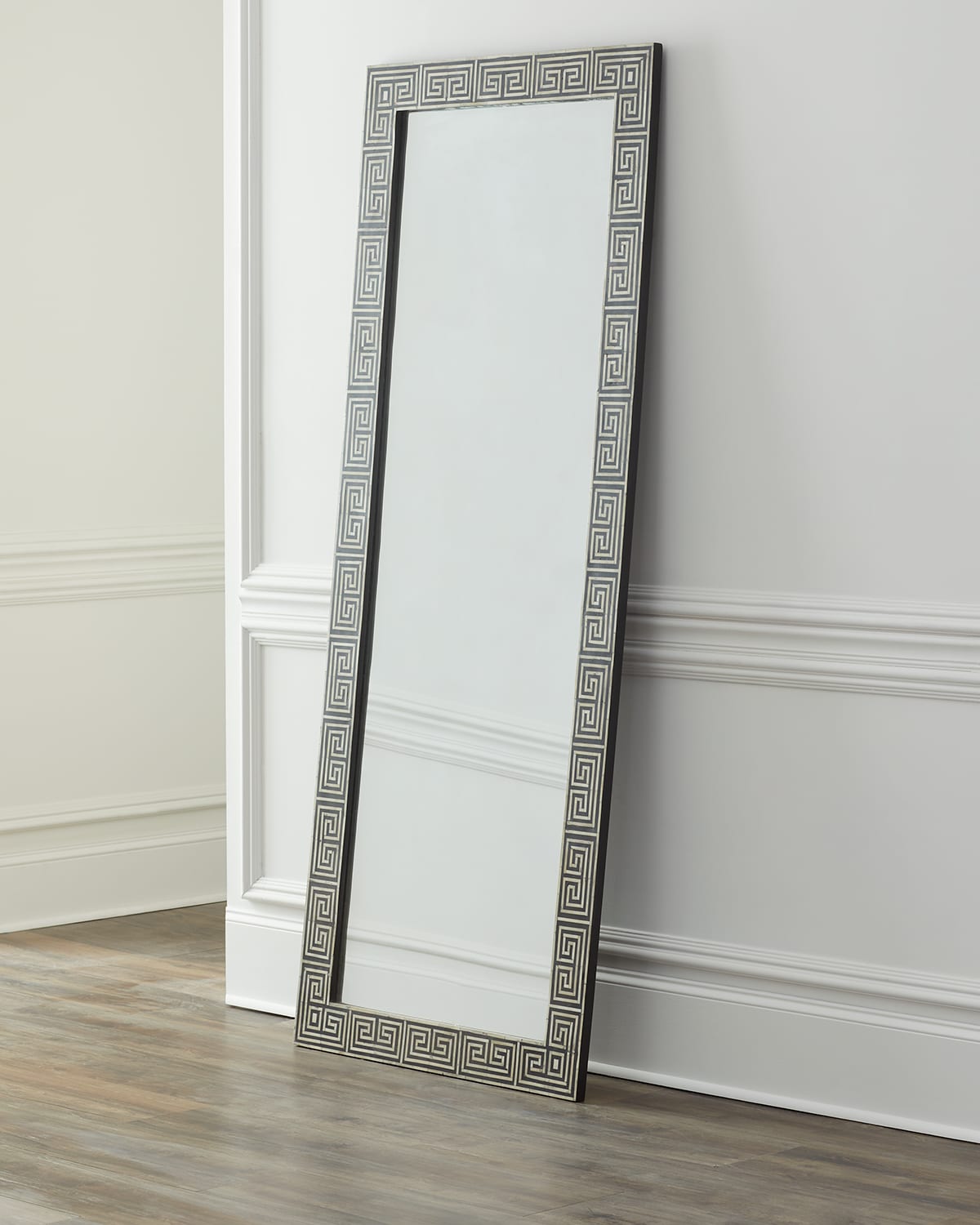 Katherine Noble By Bmc Greek Key Floor Mirror In Black/white