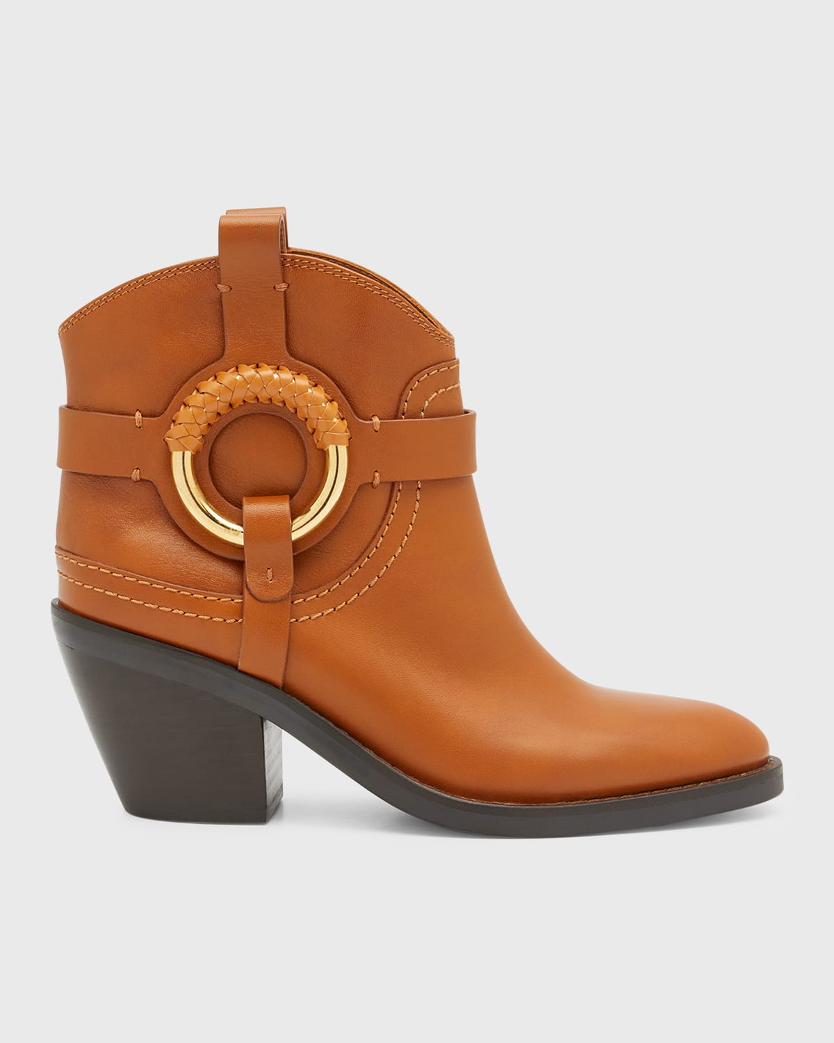 See By Chloé Hana Leather Harness Ankle Boots In Tan