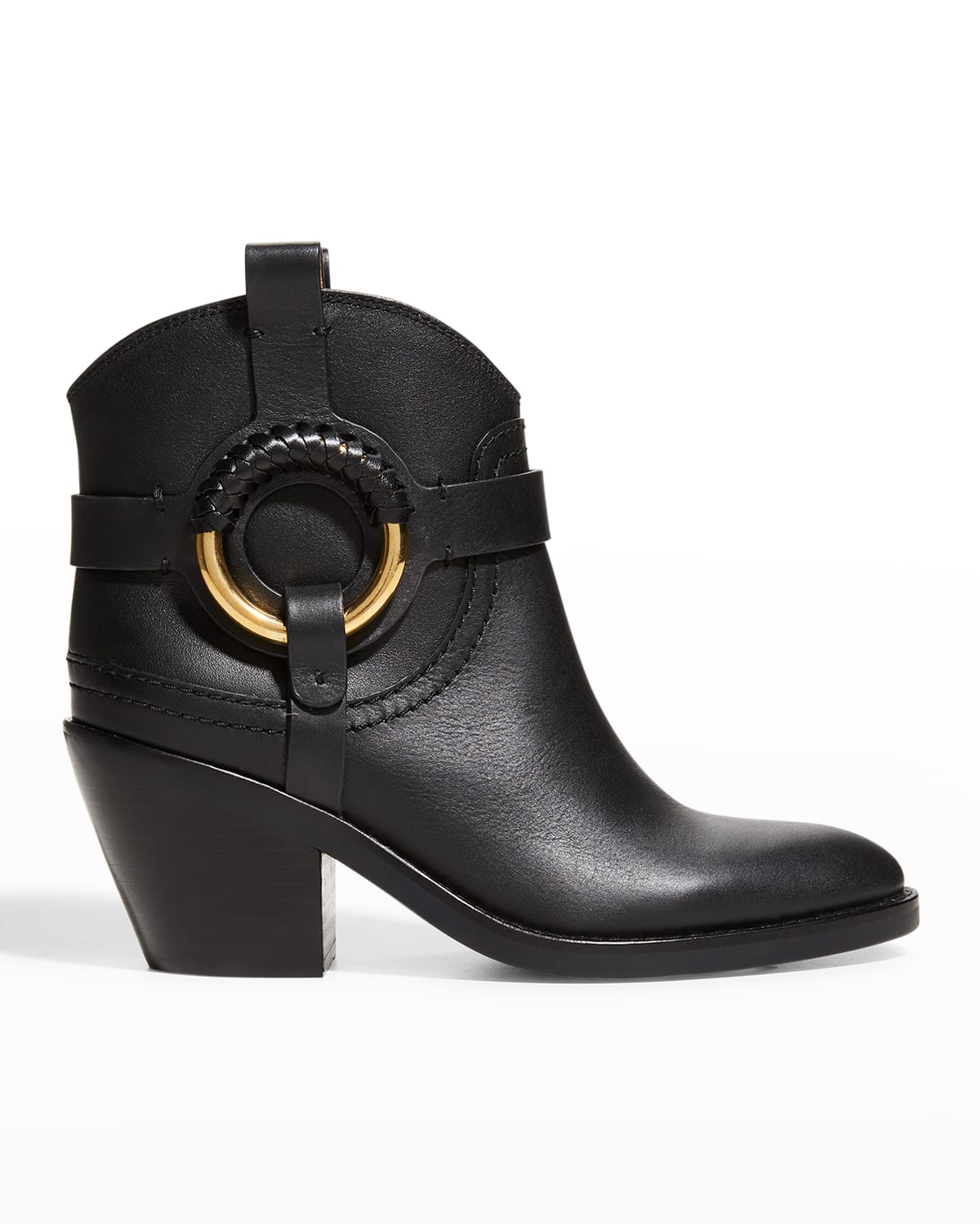 See By Chloé Hana Embellished Leather Ankle Boots In Black