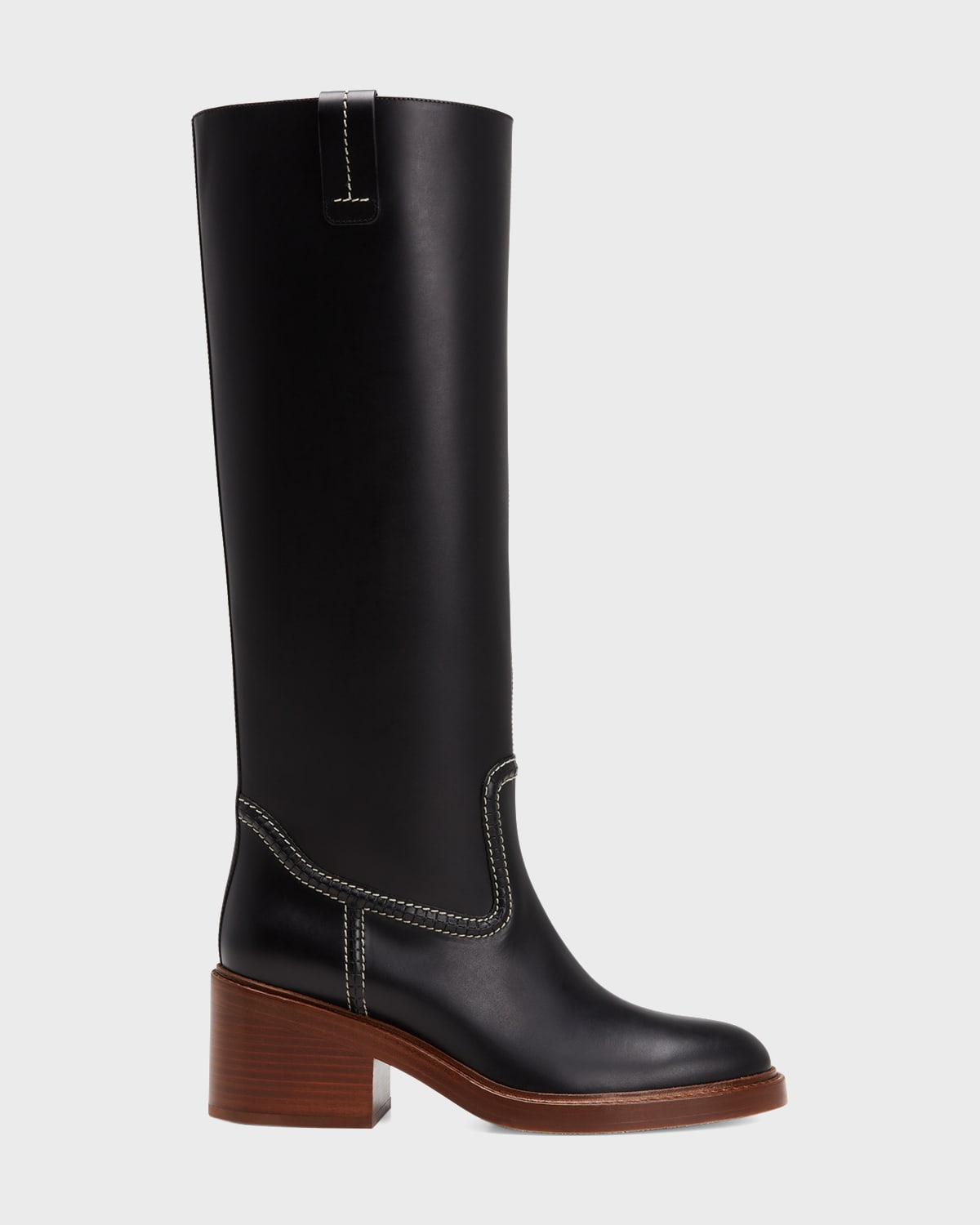 Chloé Black Mallo 50 Knee-high Leather Boots In Black