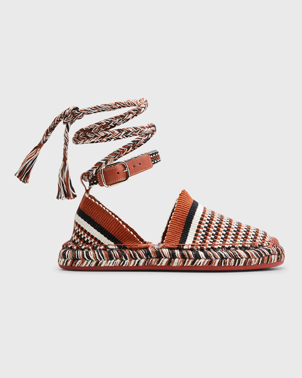 Chloé Meril Woven Cotton Ankle-tie Espadrilles In Red Sand