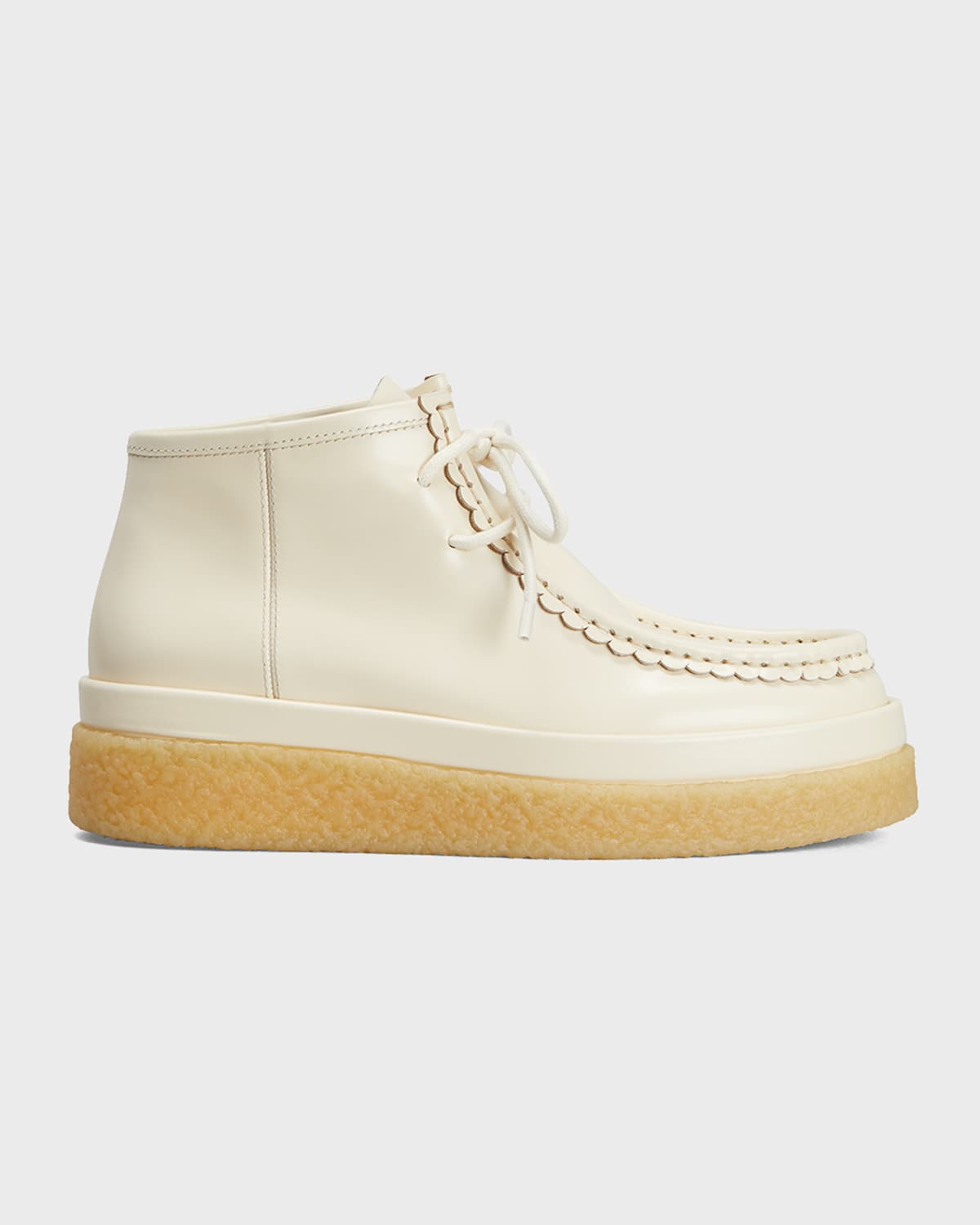 Chloé Jamie Leather Platform Ankle Boots In Eggshell