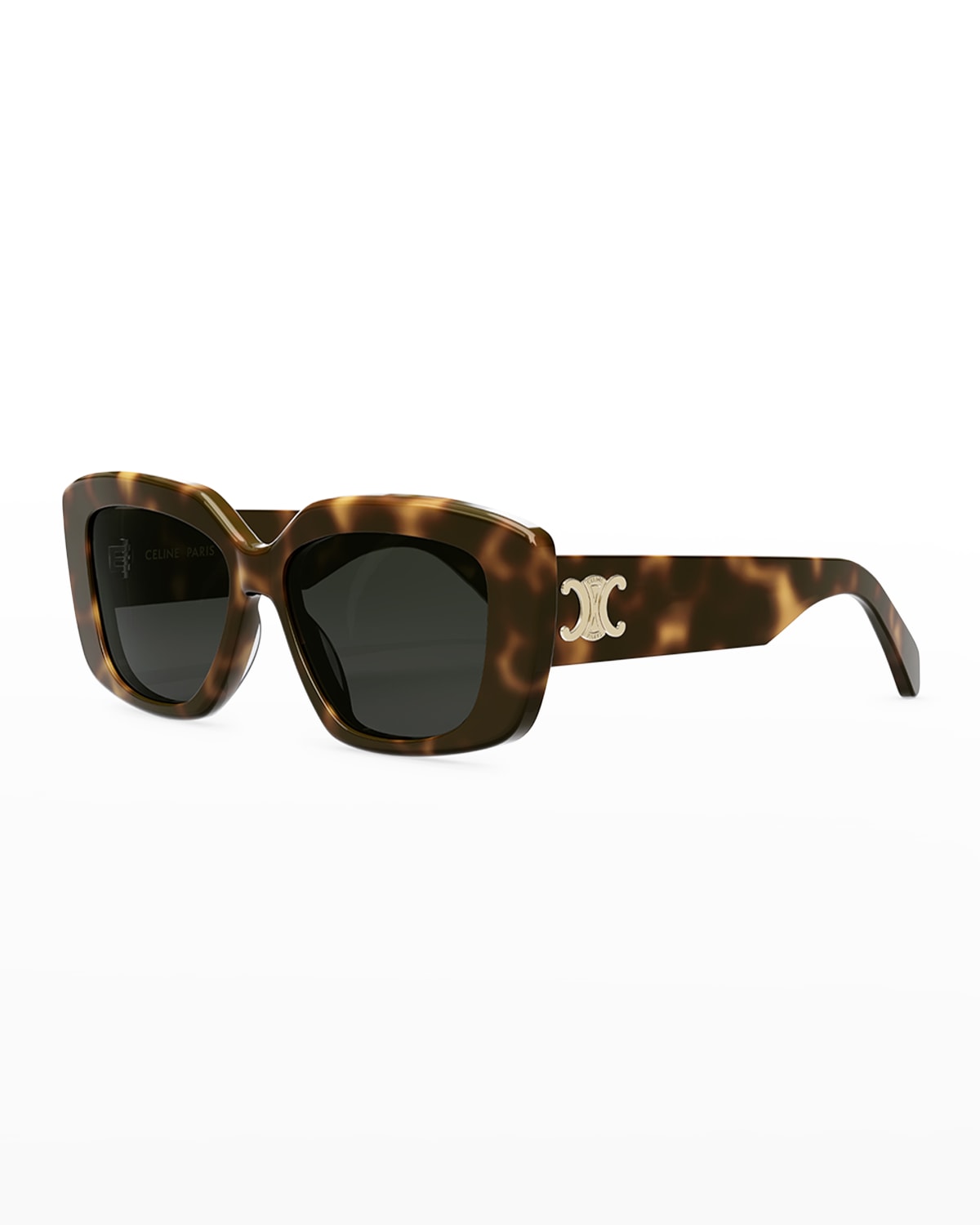 Celine Triomphe Rectangular Acetate Sunglasses In Blonde Havana