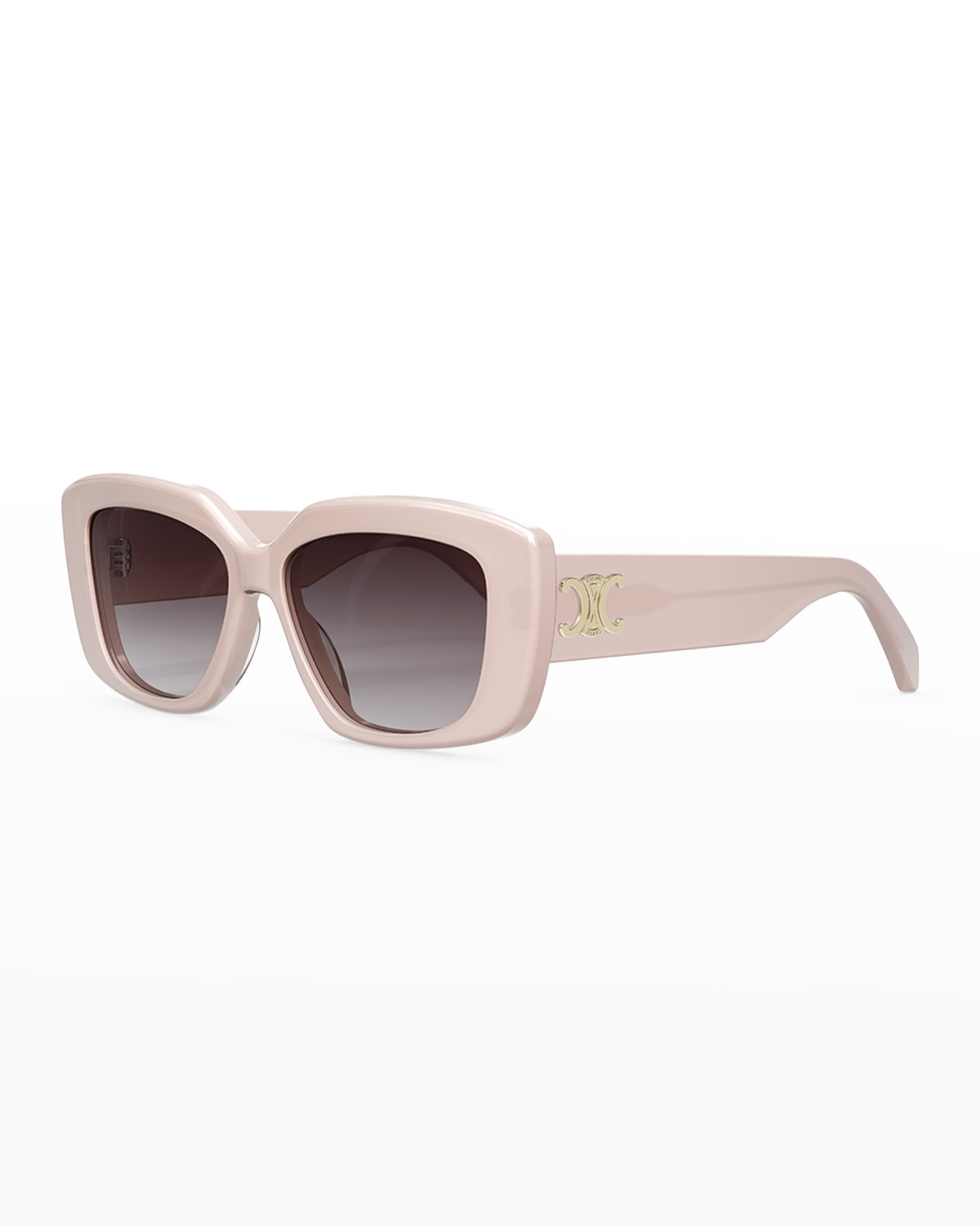 Celine Triomphe 55mm Rectangular Sunglasses In Shiny Pink