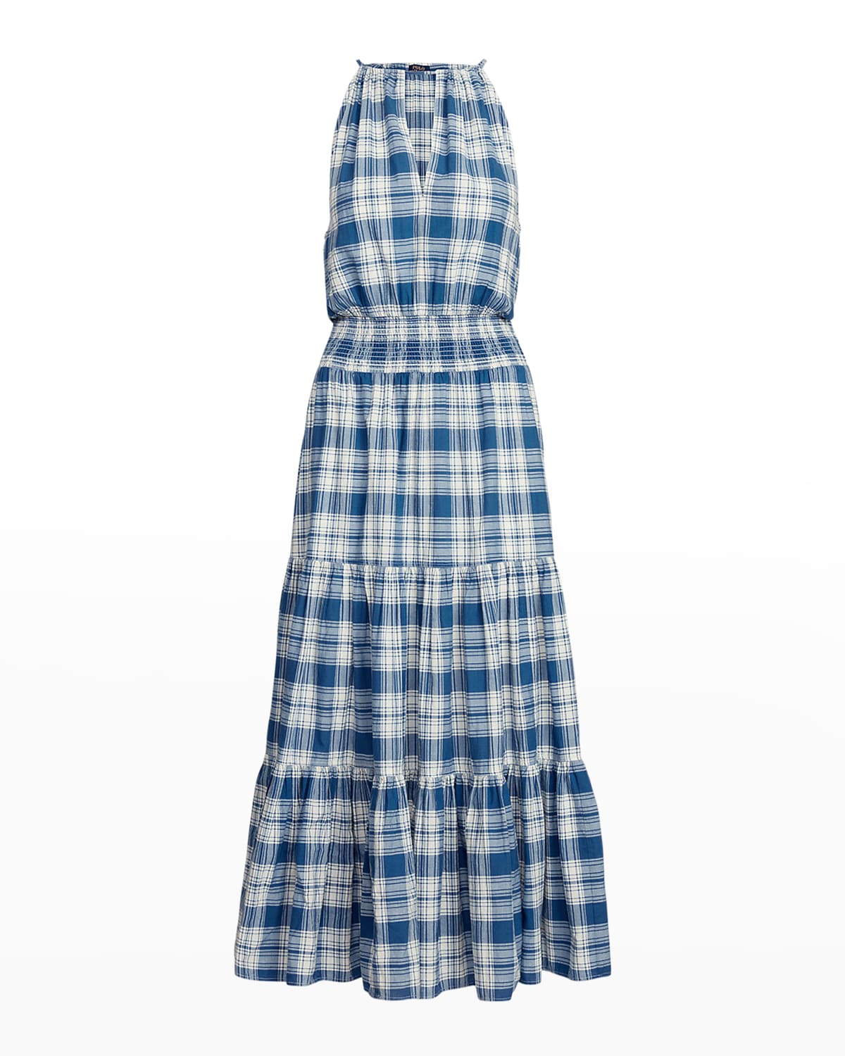 POLO RALPH LAUREN ARLETE SMOCKED TIERED HALTER DRESS