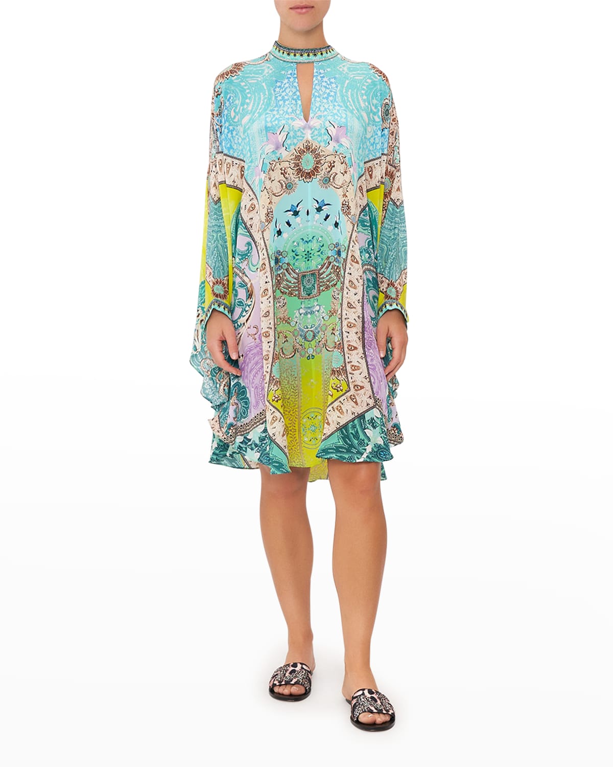 Camilla Embellished Printed Silk Crepe De Chine Kaftan In Turn Back Time