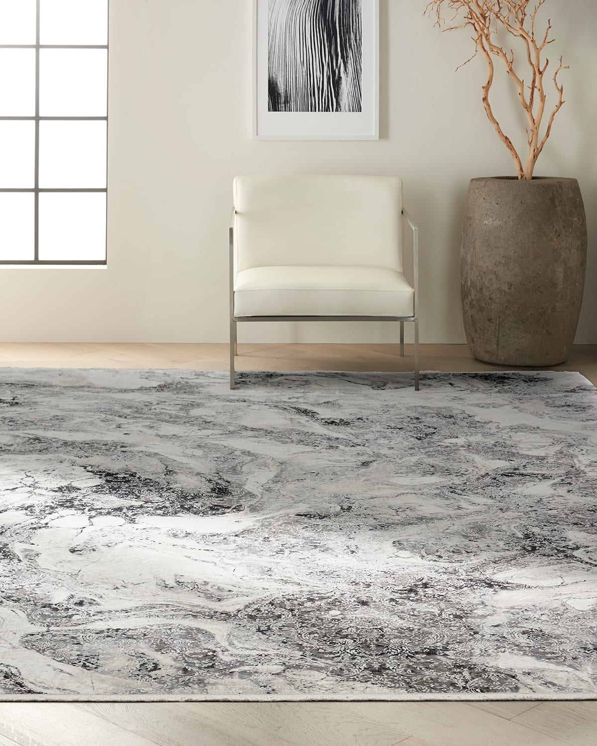 Balian Loom Woven Grey Swirl Rug, 10' x 14'