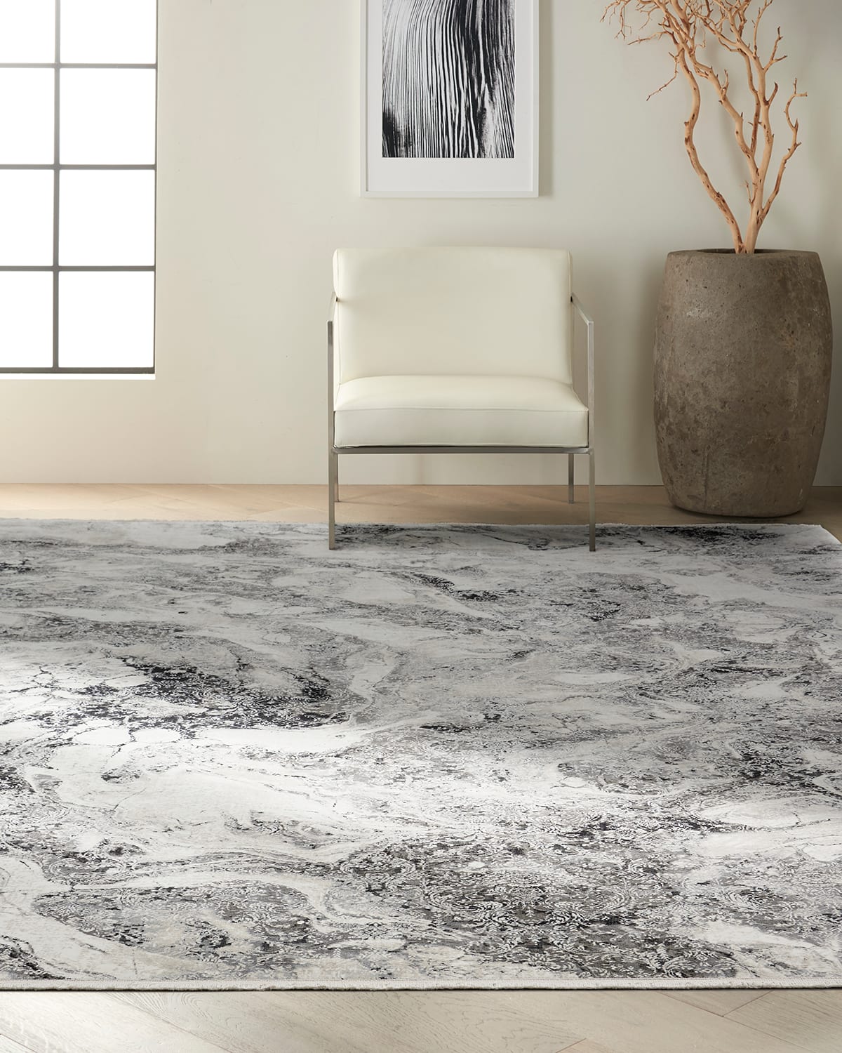 Balian Loom Woven Grey Swirl Rug, 5' x 8'