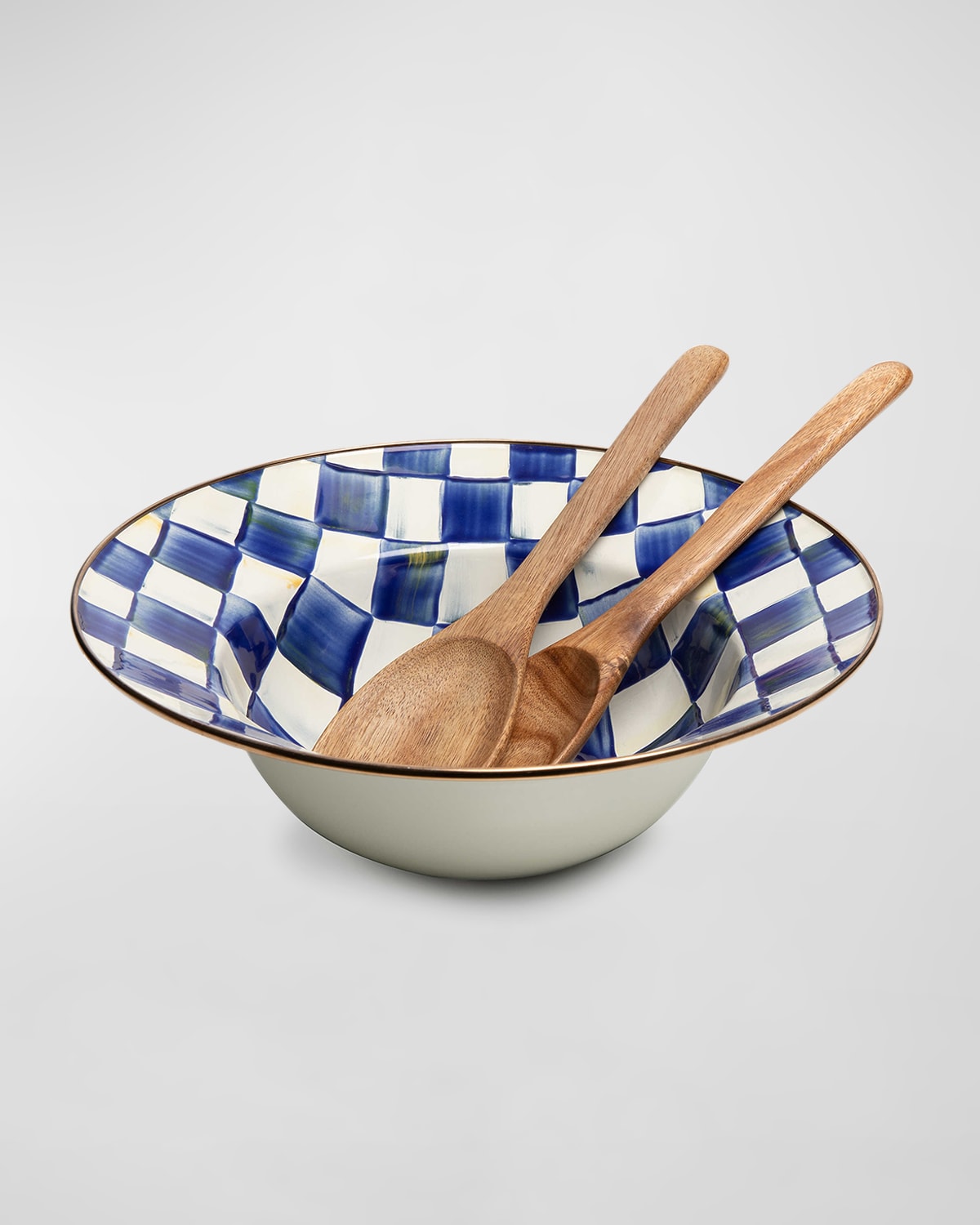 Mackenzie-childs Mackenzie Childs Royal Check Salad Serving Set In Blue