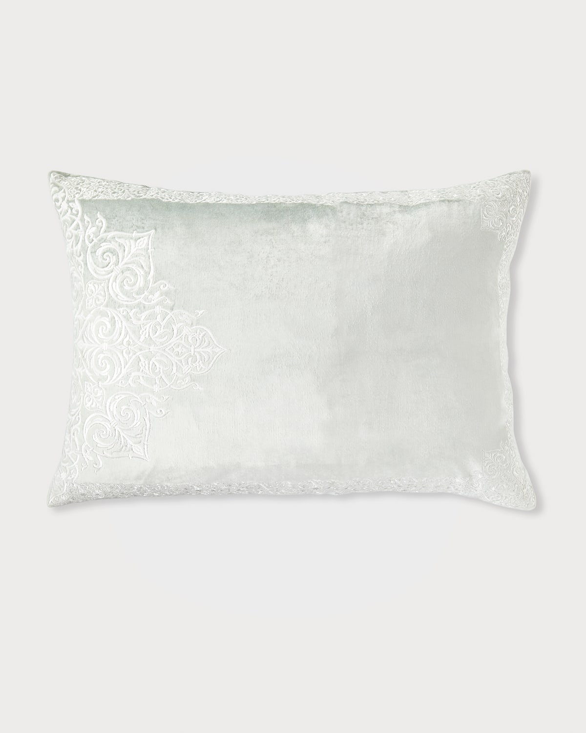 Callisto Home Marero Velvet Scroll Standard Sham, 20x26" In Aqua
