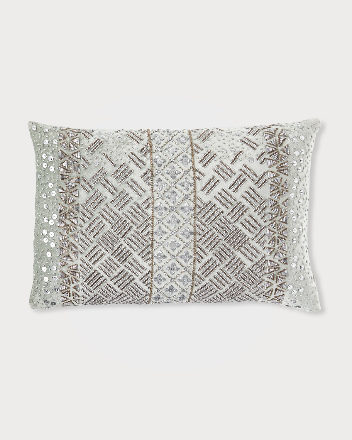 Callisto Home Sequin Velvet Decorative Pillow, 15x21" In Aqua