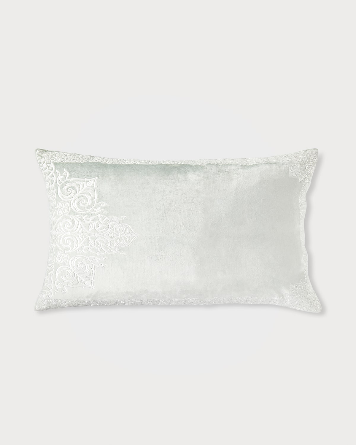 Callisto Home Marero Velvet Scroll King Sham, 20x36" In Green