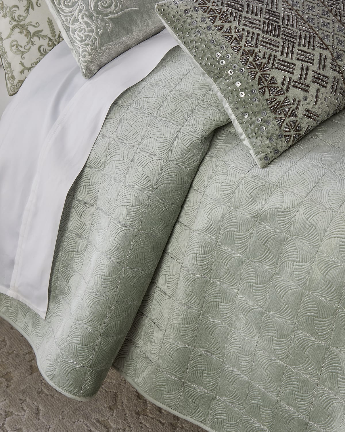 Callisto Home Amalfi Queen Quilt In Aqua