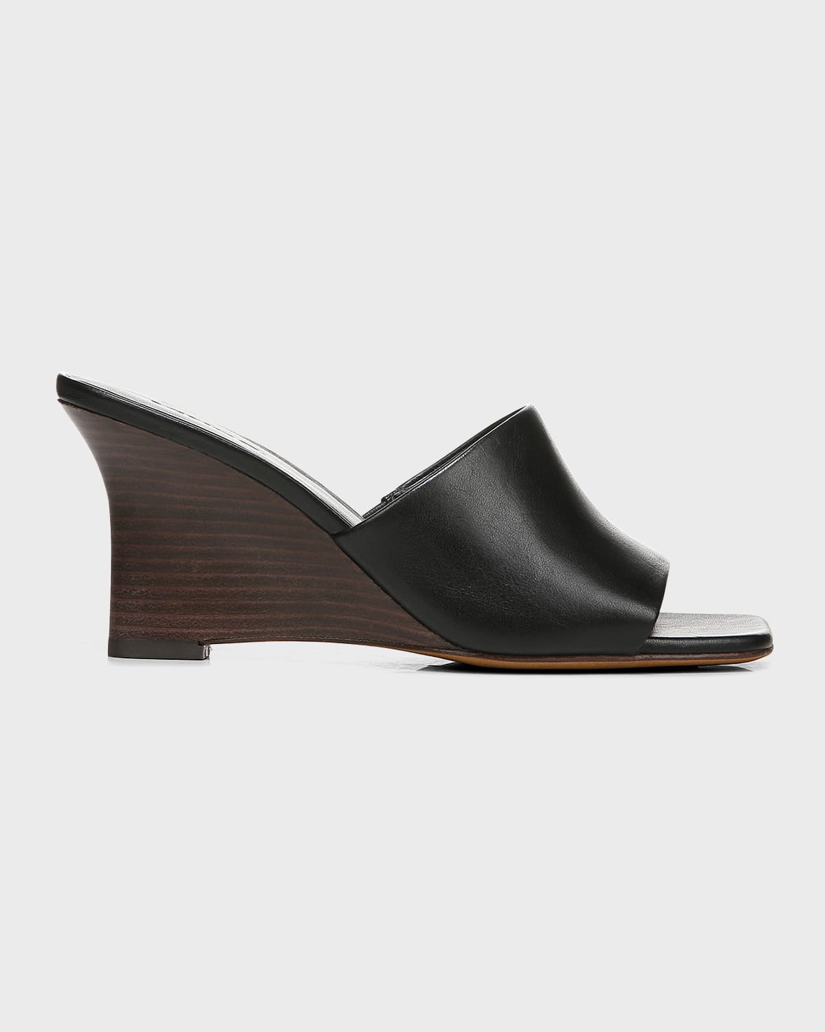 Shop Vince Pia Leather Wedge Sandals In Black
