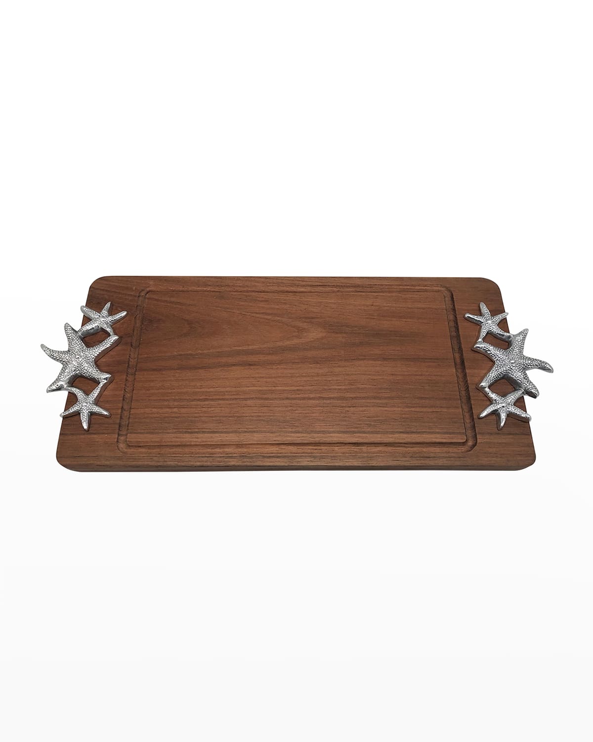 Shop Mariposa Dark Wood Tray With Starfish Handles