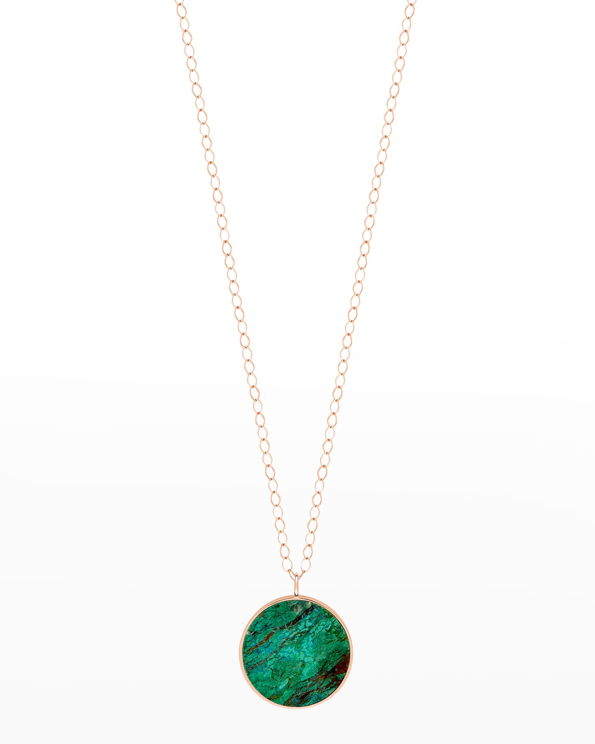 Ever Rose Gold Chrysocolla Disc Necklace, 24"