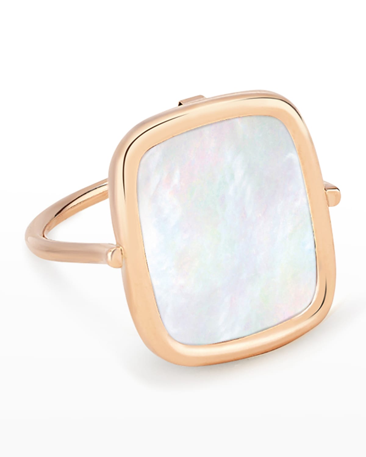 GINETTE NY ROSE GOLD WHITE MOTHER-OF-PEARL ANTIQUED RING