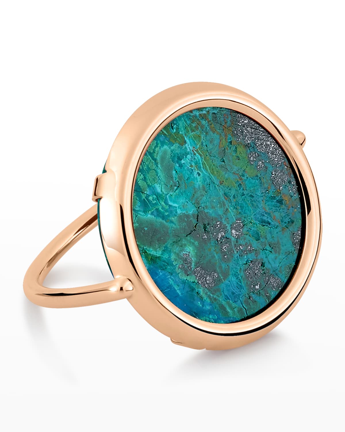 GINETTE NY ROSE GOLD CHRYSOCOLLA DISC RING