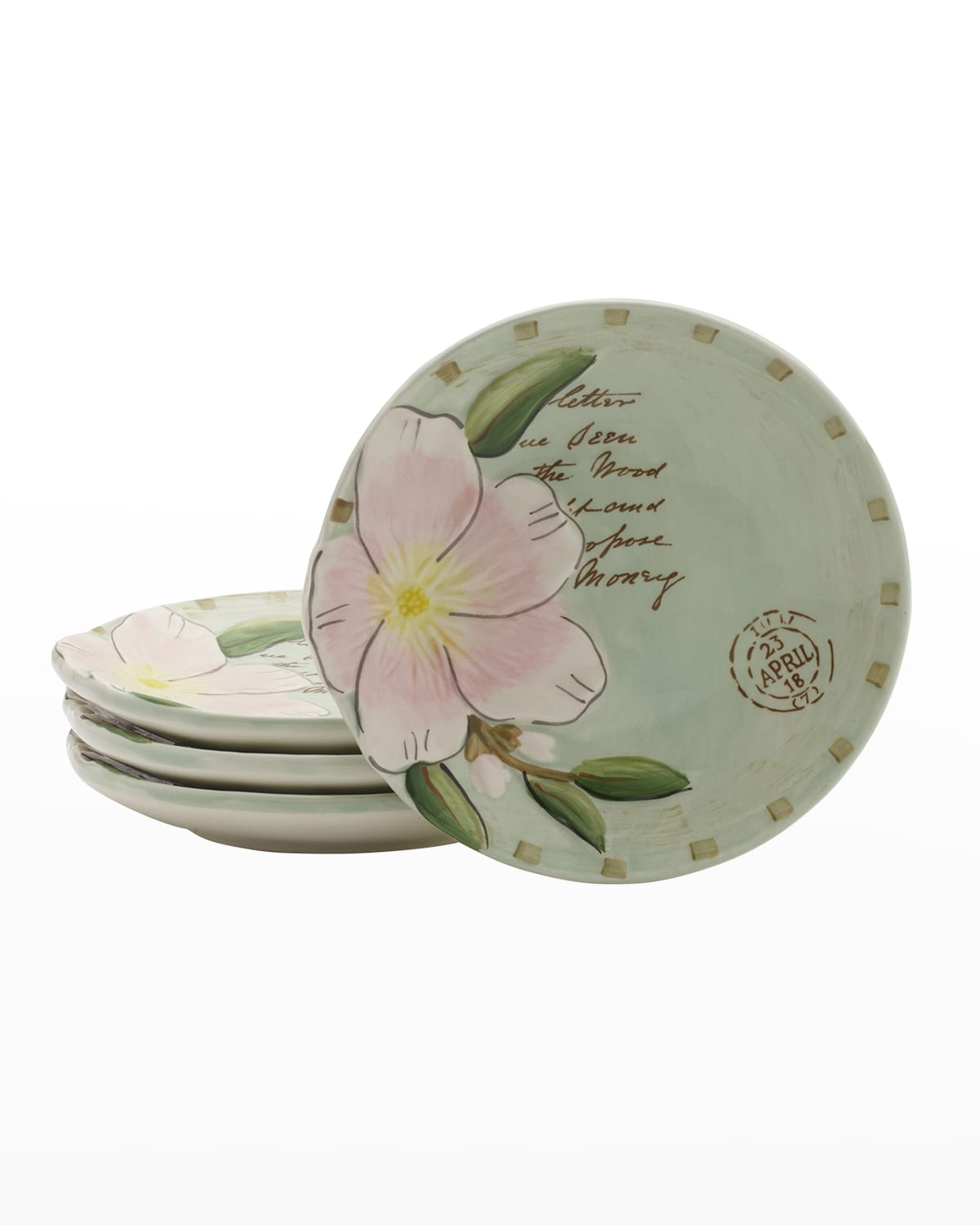 Toulouse Green Appetizer Plates, Set of 4