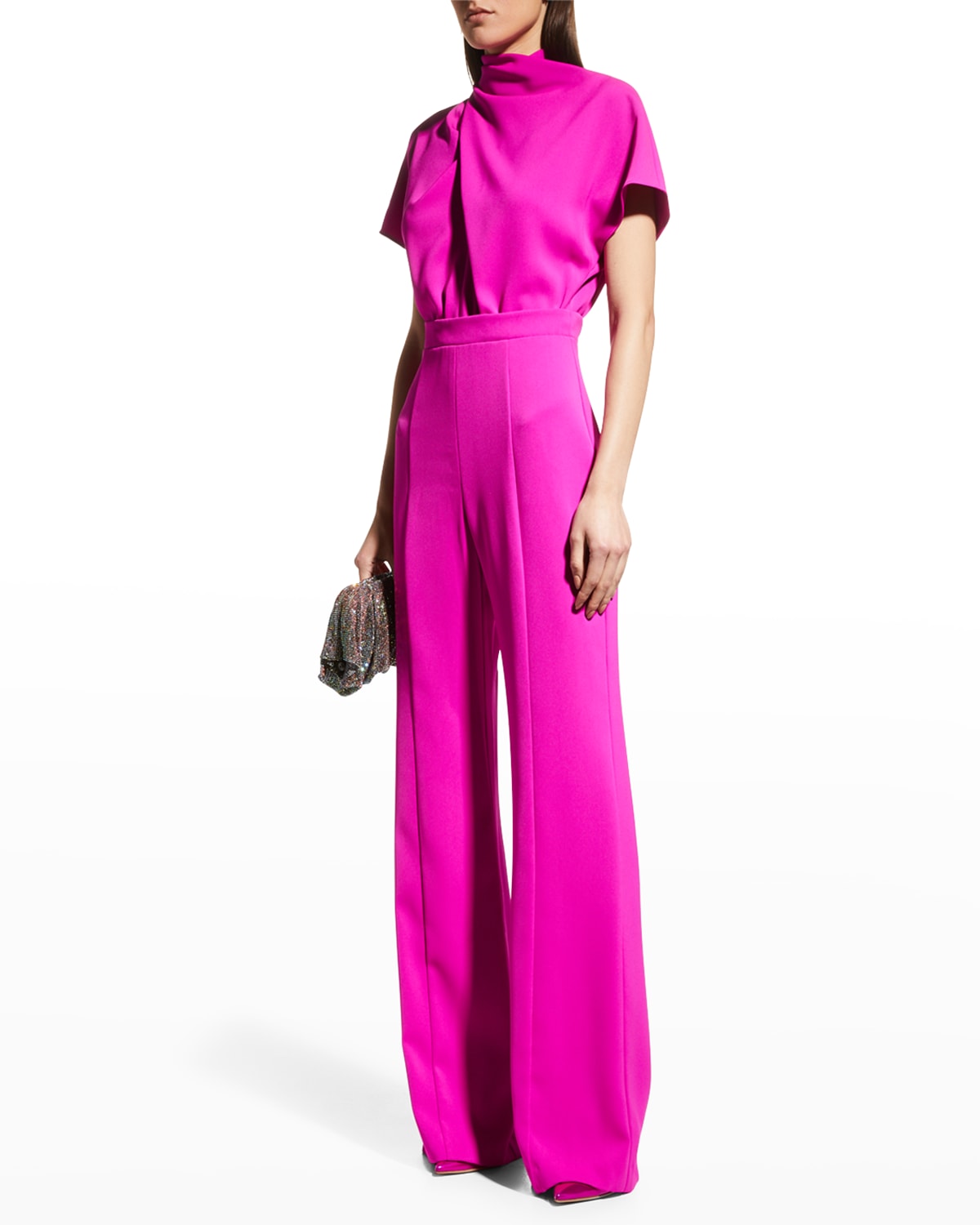 Black Halo Estella Short Sleeve Jumpsuit In Vibrant Pink