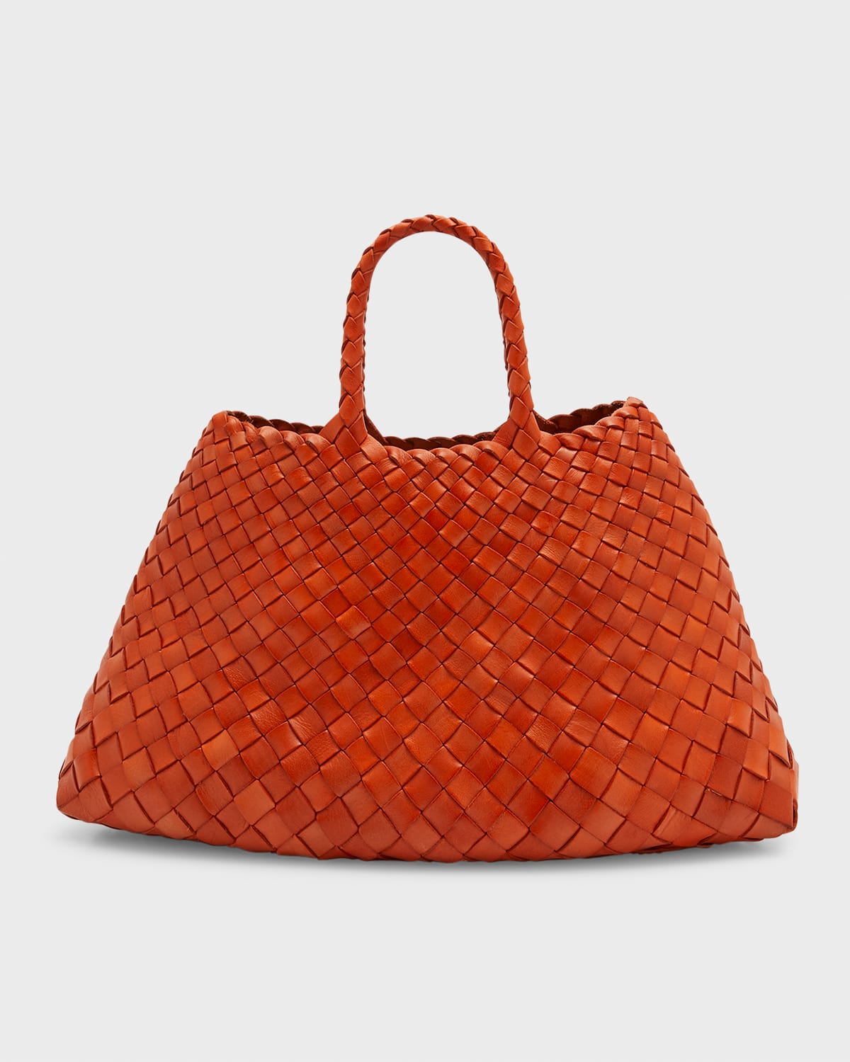 Dragon Diffusion Santa Croce Small Woven Leather Tote Bag In Orange
