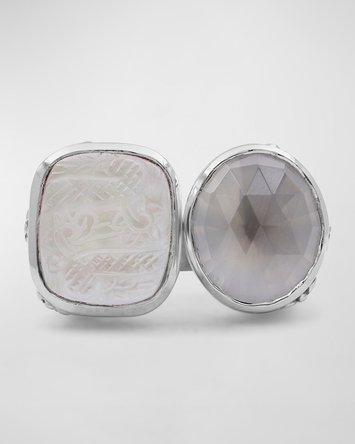Quartz Mother-of-Pearl Open and Close Ring, Size 7-8