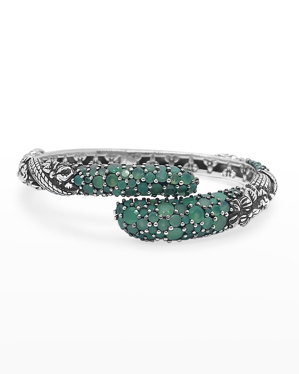 Faceted Green Open and Close Bangle