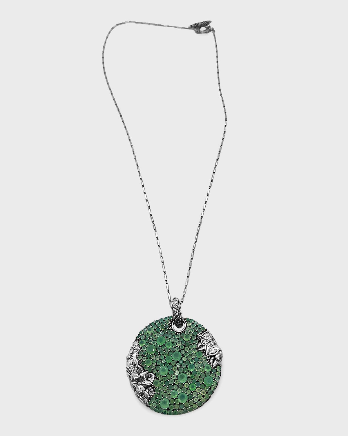 Faceted Green Pave Pendant Necklace
