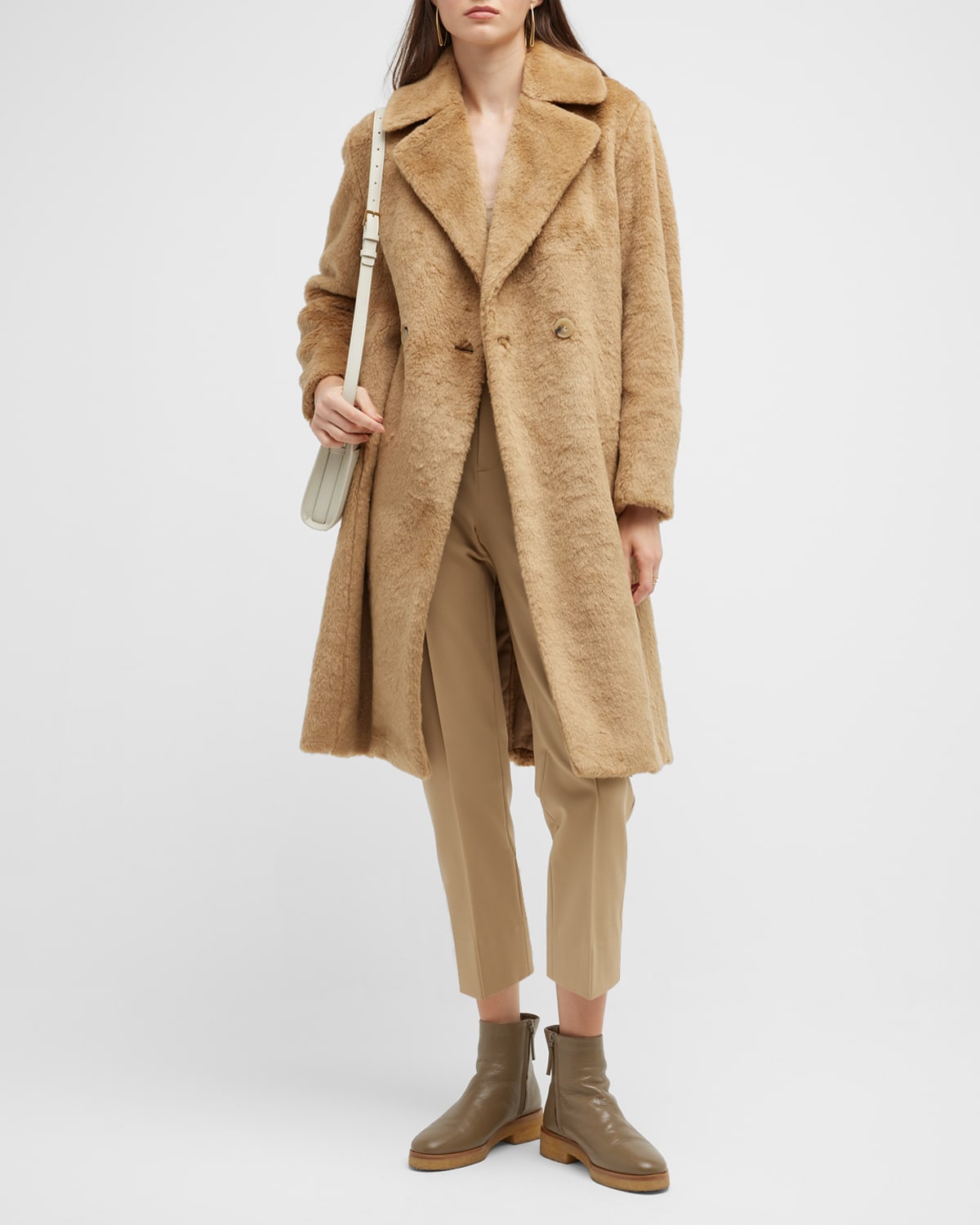 Vince Double-Breasted Faux-Shearling Coat
