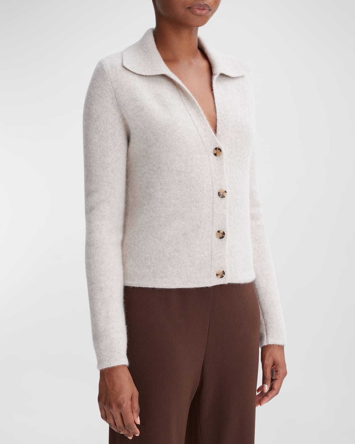 Shop Vince Polo Button Cardigan In Marble