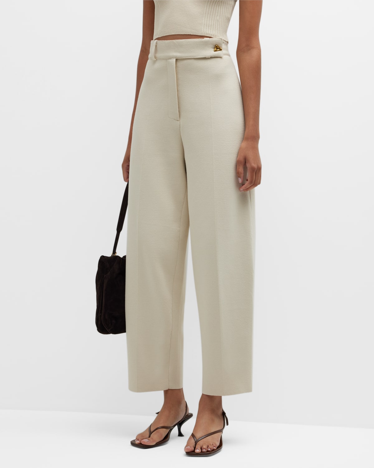 Aeron Madeleine High-rise Straight Cropped Trousers In Cream